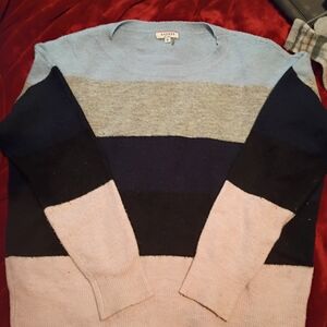 Striped Sweater - Blue, Gray, Black, Cream